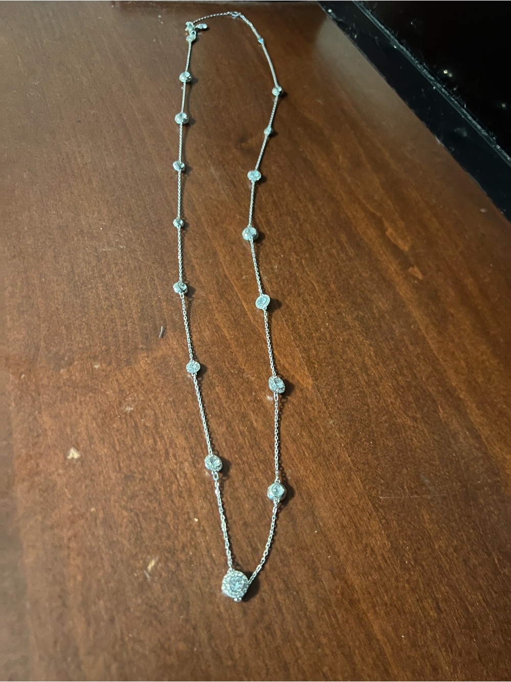NWOT Swarovski Silver Tone Necklace with Clear Crystal Stations